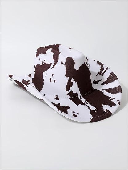 WDIRARA Women's Cowboy Hat Cow Print Western Cowgirl Hats Travel Vacation