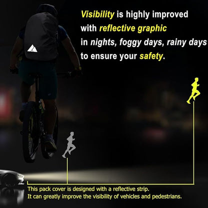 Waterproof Backpack Rain Cover (15-90L), Heavy-Duty Nylon Pack Cover with Upgraded Double Adjustable Closure System and a Carry Pouch for Hiking, Cycling. Durable and Lightweight.