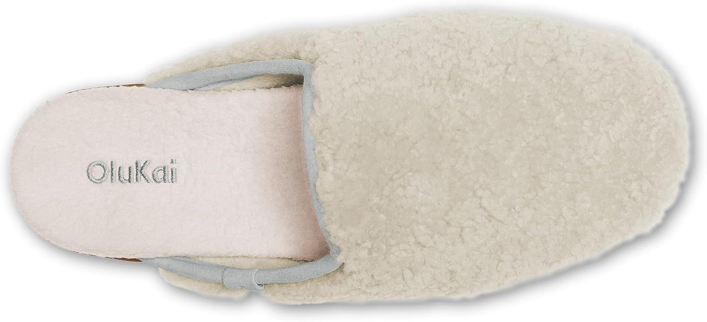 OLUKAI Hale Mule Women's Slipper, Women's Slip-On Shoes, Genuine Shearling with Fleece Lining, Wet Grip Soles for Inside & Outside Wear, Cute & Ultra-Soft Comfort Fit