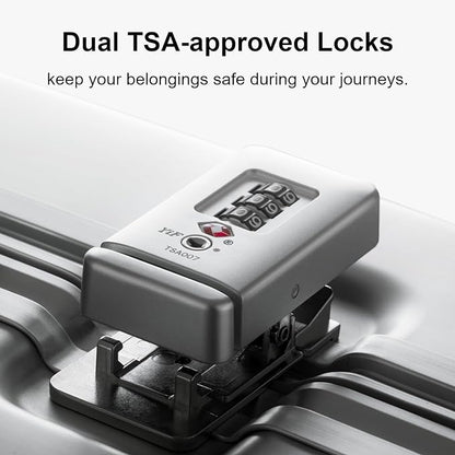 LEVEL8 Gibraltar Carry on Luggage, 20 Inch Aluminum Zipperless Luggages Airline Approved, Hardside Suitcase with TSA Lock and Spinner Wheels, Silver