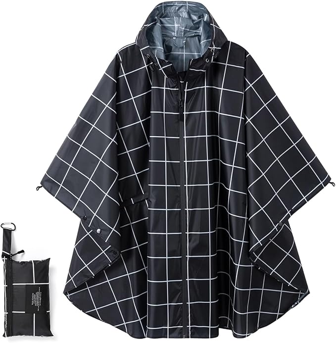 Fashion Hooded Rain Poncho Waterproof Raincoat Jacket with pocket for Women/Men/Adult