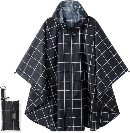 Fashion Hooded Rain Poncho Waterproof Raincoat Jacket with pocket for Women/Men/Adult