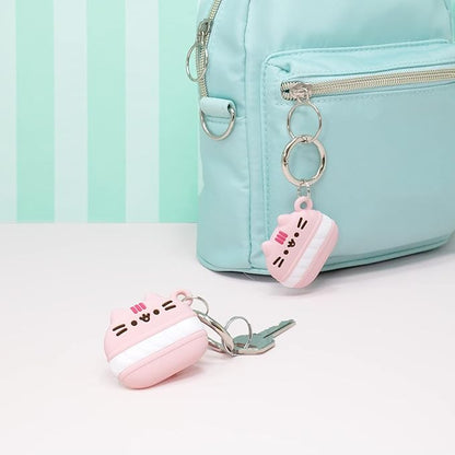 iFace x Pusheen Café Series Silicone Protective Cover [ Compatible with Apple AirTag][Cute Character Case] [Carabiner Keychain Clip Included] - Macaron