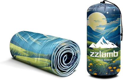 zzlamb Camping Blanket for Cold Weather,Outdoor Puffy Blanket Portable Down Alternative,Windproof Warm Cloak with Snaps,Cozy Quilt Backpacking Picnic RV Travel Plane Car Hammock Beach Climbing