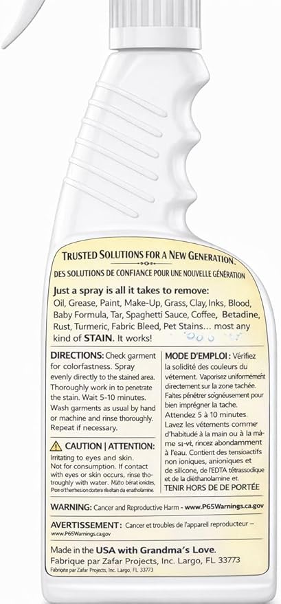 Grandma's Secret Spot Remover Laundry Spray - Chlorine, Bleach and Toxin-Free for Clothes - Fabric Stain Remover Removes Oil, Paint, Blood and Pet Stains - 16 oz & 2 oz Combo, DuoPack