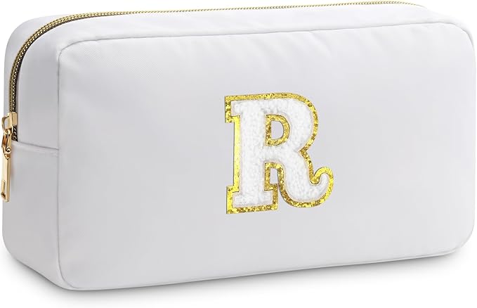 Initial R Makeup Bags Initial Letter A-Z Cosmetic Bag for Women Friends Daughter Sister Mom Inspirational Gifts Travel Toiletry Bag Christmas Birthday Gifts for Her Bridesmaid Bff Makeup Pouch R