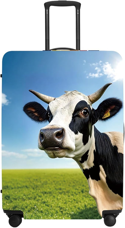 Cow Meadow Luggage Cover, Washable Suitcase Protector Realistic Pastoral Scene Anti-scratch for 32",34" Bag
