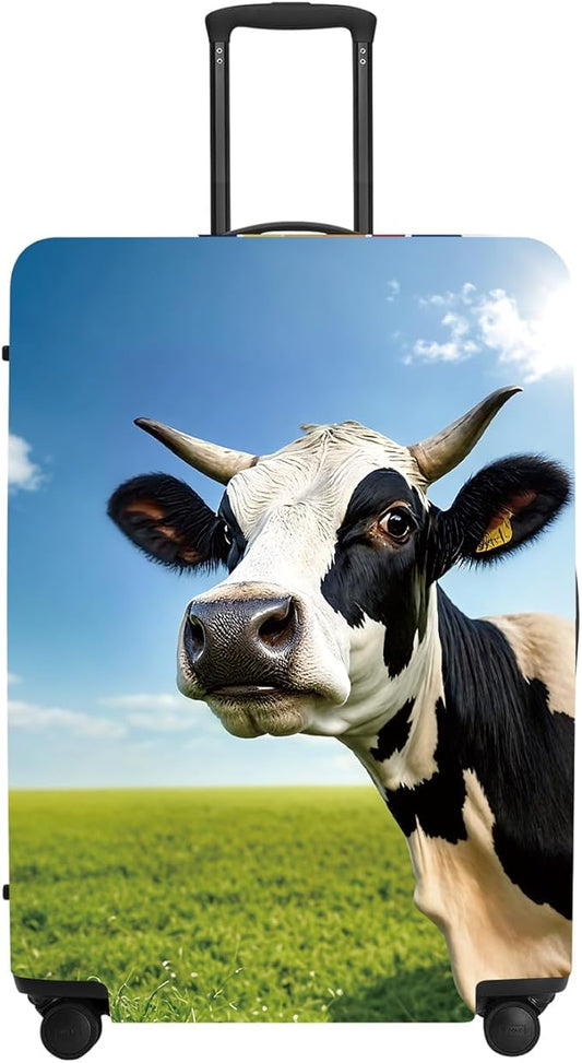 Cow Meadow Luggage Cover, Washable Suitcase Protector Realistic Pastoral Scene Anti-scratch for 32",34" Bag