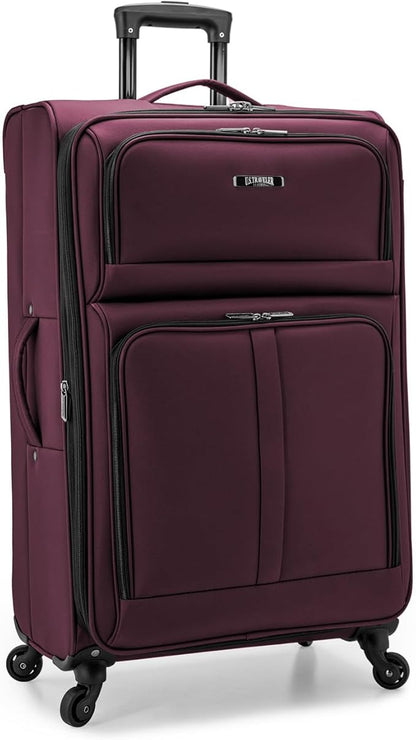 U.S. Traveler Anzio Softside Sturdy Ballistic Nylon Expandable Travel Suitcase Luggage with 4 Spinner Wheels Burgundy, Checked-Large 30-Inch