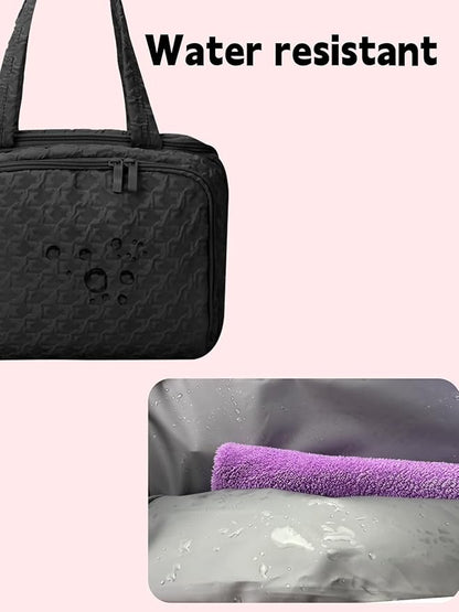 SMONT Travel Toiletry Bag for Women Hanging Makeup Organizer Toiletry Bag Essentials for Women Makeup Bag/Big Compartment, Waterproof,with Multiple Pockets, Ideal for Travel, Gym, School, Black