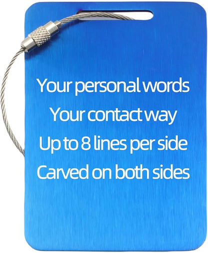 Sturdy and Durable Personalized Luggage Tags for Suitcases,Cruise Essentials Travel tags for luggage,Travel Bag Labels,Heavy-Duty Stainless Steel Blue Rectangular Vertical Suitcases Tags no icon