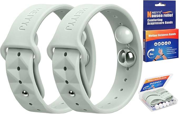 Morning Sickness Relief Wristbands Motion Sickness Bands for Adults Sea Sickness Wristbands for Cruise Travel Nausea Relief of Headaches, Insomnia, Anxiety and Queasinesss-Green