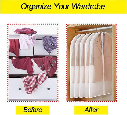 Garment Bags for Hanging Clothes 24'' x 48'' (Set of 6) Suit Covers for Closet Garment Bag Suit Cover for Suits Jacket Dresses Clothes Storage [Upgraded Version]