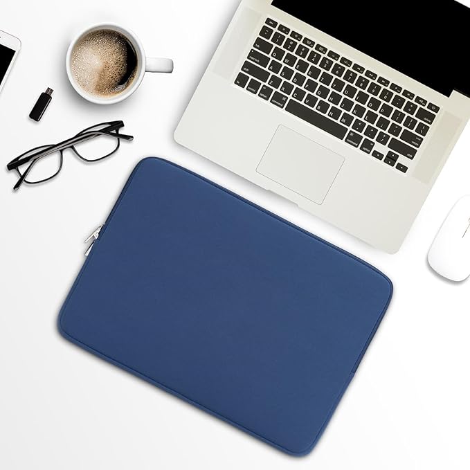 RAINYEAR Laptop Sleeve Case Compatible with 13.3 Inch Notebook Computer Tablet Chromebook 14" MacBook Pro/Max M1 M2 M3 M4 M5 Soft Cover Protective Case Zipper Carrying Bag (Navy Blue)