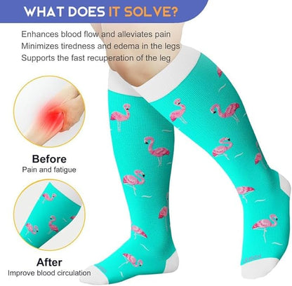 LEVSOX Plus Size Compression Socks for Women Men Wide Calf Extra Large 15-20 mmHg Knee High Sock for Nurses Pregnant Travel
