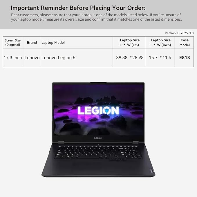 Smatree 17.3 inch Laptop Sleeve for Lenovo Legion 5 Laptop Bag with Accessory Pocket, YKK Zipper, Patented Shockproof Design (E813)