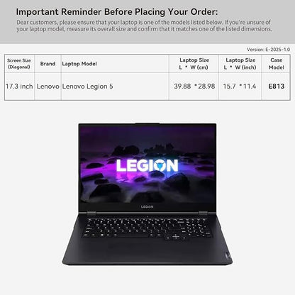 Smatree 17.3 inch Laptop Sleeve for Lenovo Legion 5 Laptop Bag with Accessory Pocket, YKK Zipper, Patented Shockproof Design (E813)