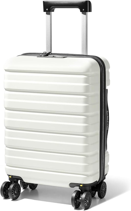 Lekesky 16 Inch Underseat Carry On Luggage Airline Approved, Small Hard Shell Suitcase with TSA Lock Spinner Wheels, Lightweight Personal Item Carry-On for Travel, Beige