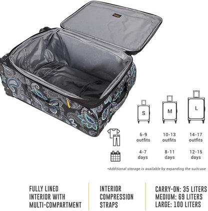 LUCAS Designer Luggage Collection - Expandable 24 Inch Softside Bag - Durable Mid-sized Ultra Lightweight Checked Suitcase with 4-Rolling Spinner Wheels (Diva)