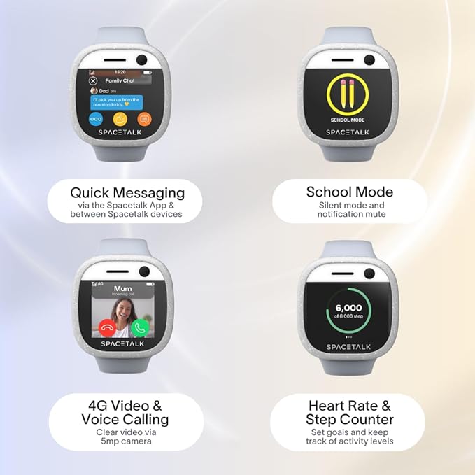 SPACETALK Adventurer Smartwatch (Coral) | Kids Smart Watch with 4G, GPS, Text & Video Calling | 5MP Camera | Splashproof | Sim Included | Tough Screen | *Mobile Plan Required (Sold Separately)*