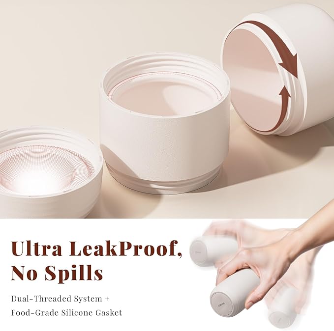 New Travel Toiletry Containers [Ultra Leakproof] TSA-Approved, PLA Hard Shell Jars with 5 Magnetic Labels, Wide Mouth Bottles for Lotion, Cleanser, Shampoo, Conditioner, Beige, 3 Pack, 2OZ