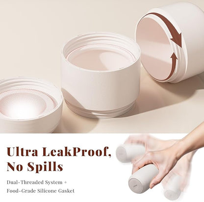 New Travel Toiletry Containers [Ultra Leakproof] TSA-Approved, PLA Hard Shell Jars with 5 Magnetic Labels, Wide Mouth Bottles for Lotion, Cleanser, Shampoo, Conditioner, Beige, 3 Pack, 2OZ