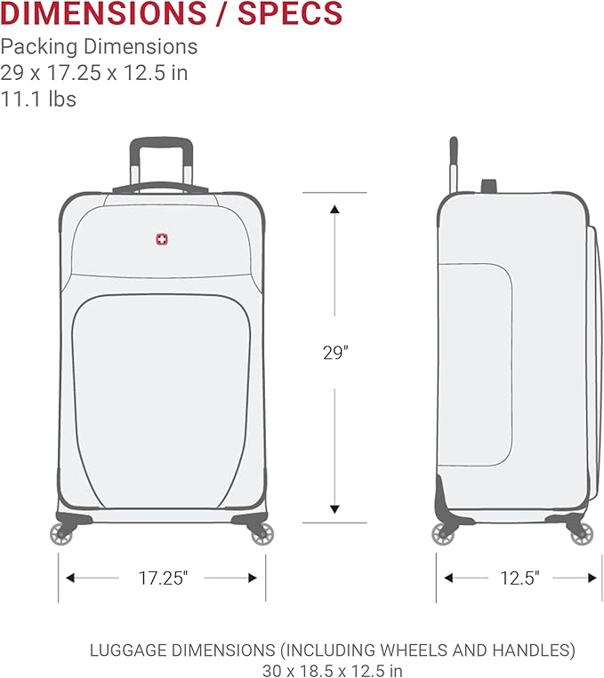 SwissGear Sion Softside Expandable Luggage – Large Checked Suitcase with 360 Degree Wheels & Retractable Handle – 29 Inch, Perfect for 7-9 Night Trips – Teal