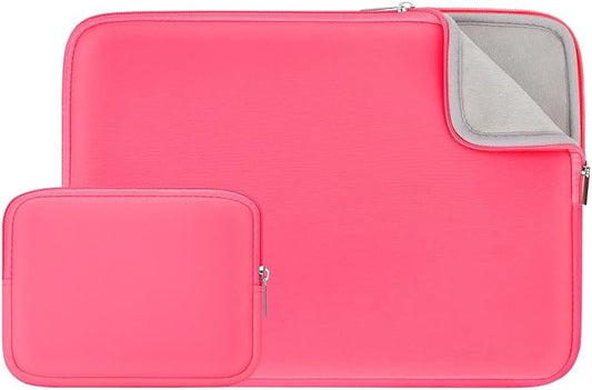 RAINYEAR 11-11.6 Inch Laptop Sleeve Case Soft Lining Carrying Bag Cover with Accessories Pouch, Compatible with 11.6 MacBook Air 11" Notebook Computer Tablet Chromebook (Bright Pink, Upgraded Version)