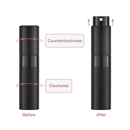 Tekson 8ml Travel Perfume Atomizer Refillable, Mini Cologne Spray Bottle Empty, Small Aftershave Portable Sprayer for Liquid Dispenser (Black)