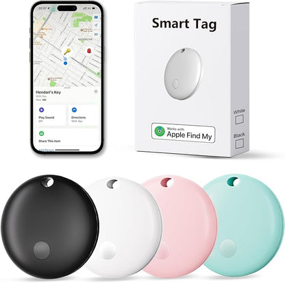 Tracker Tags, Item Finder Work with Apple Find My (iOS Only), Tracking Device Locator Smart Tag for Luggage, Keys, Wallet, Bike, Bags (Multi-Color, 4 Pack)