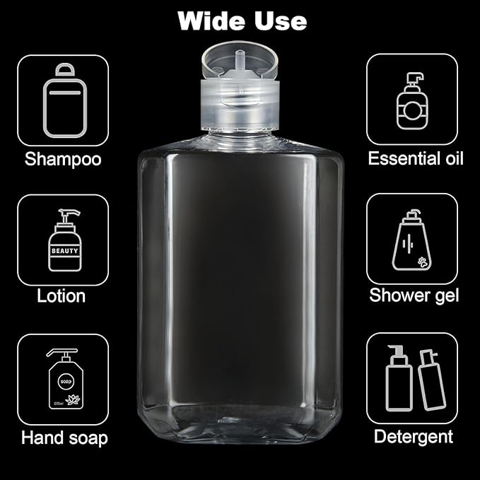 100PCS Mini Size Travel Bottles 2oz Travel Shampoo Plastic Empty Bottles, Refillable Cosmetic Containers with Flip Cap Clear Portable Small Bottles for Liquid, Lotions, Cream, Toner, Body Soap