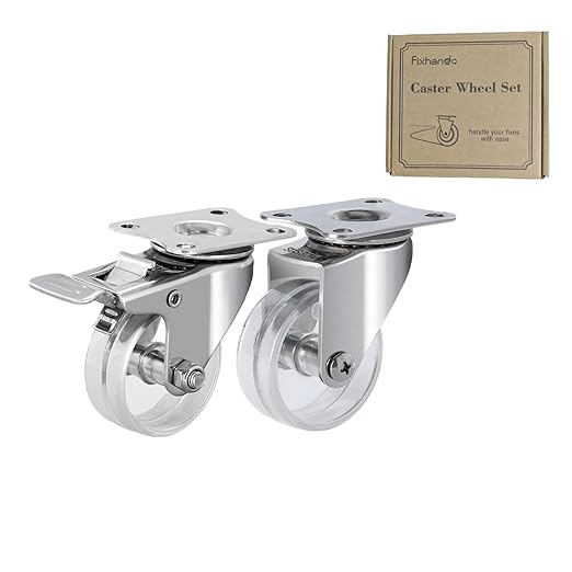 2 Inch Stainless Steel Casters Wheels Set of 4, Anti-Corrosion, 360-Degree Rotation, Non-Marking Plastic Clear Wheels for Furnitures, Labs, Hospitals, Restaurants