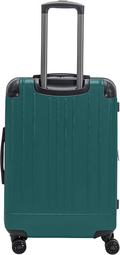 Flying Axis Collection Lightweight Hardside Expandable 8-Wheel Spinner Luggage, Midnight Turquoise, 24-Inch Checked
