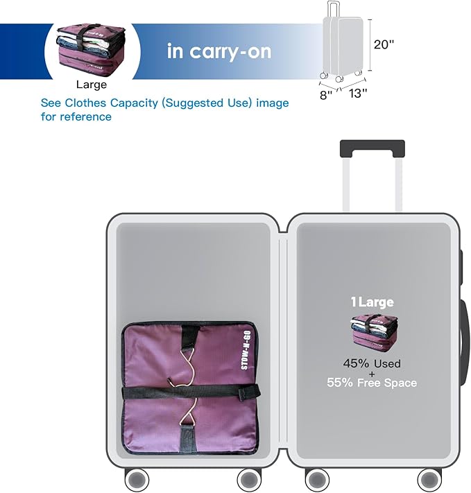 Grand Fusion Stow-N-Go Travel Luggage Organizer – Portable Hanging Travel Shelves, Carry-On Closet Organizer, Hanging Packing Cubes, Collapsible Carry-On Organizer for Cruises & Hotels. Burgundy - L