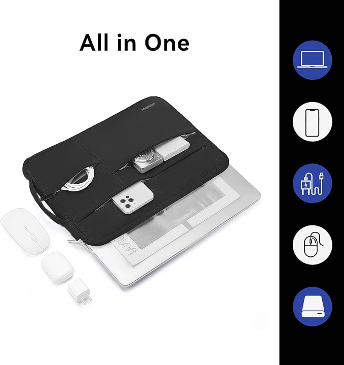 Omnpak for 15.3 inch MacBook Air Case Sleeve Compatible with 16 inch MacBook Pro M4/M3/M2/M1 Pro/Max,Multi Pockets with Side Handle Protective Carrying Case for 15 inch MacBook Air M4/M3/M2