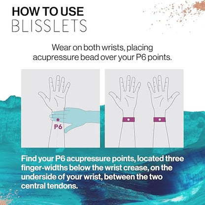 Blisslets Acupressure Relief Band - Edith Duo (Large) - Stylish Wellness Bracelets for Queasiness Relief | Travel, Pregnancy, Cruise