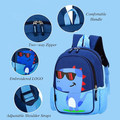 11 Inch Kids Small Toddler Preschool Travel Backpack Cool Cute Cartoon Daypack （Dinosaur Blue）