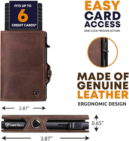Conceal Plus Mens Wallet Credit Card Holder, Smart Pop Up RFID Wallet, Slim Minimalist Leather Front Pocket Card Case, Compact Travel Wallet RFID Blocking, Holds 4-6 Standard Cards Plus Cash & ID