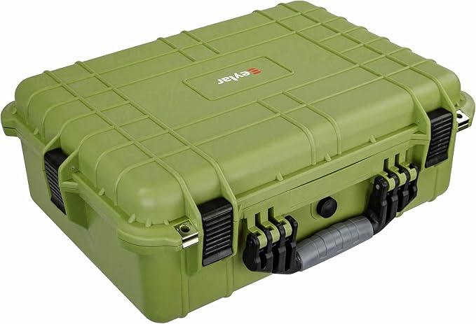 Eylar Large 20 Inch Protective Camera Case Water and Shock Proof With Foam (Green)