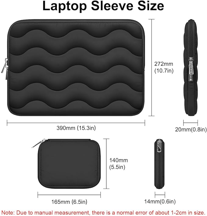 ARVOK Puffy Laptop Sleeve 15 15.6 16 inch for MacBook Air 15 inch/Pro 16 inch, Laptop Case Notebook Computer/Tablet Pouch Cover for HP/Dell/Asus/Acer/Samsung, Extra Bag, Women, Cute Carrying Case