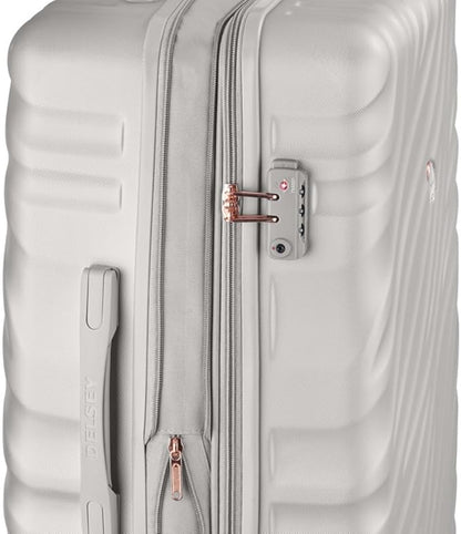 DELSEY PARIS Alexis Hardside 3-Piece Set, Expandable Luggage with 4 Spinner Wheels, Lightweight Suitcase, 21" Carry-On, 25" Checked Medium, 29" Checked Large, Silver/Rose Gold