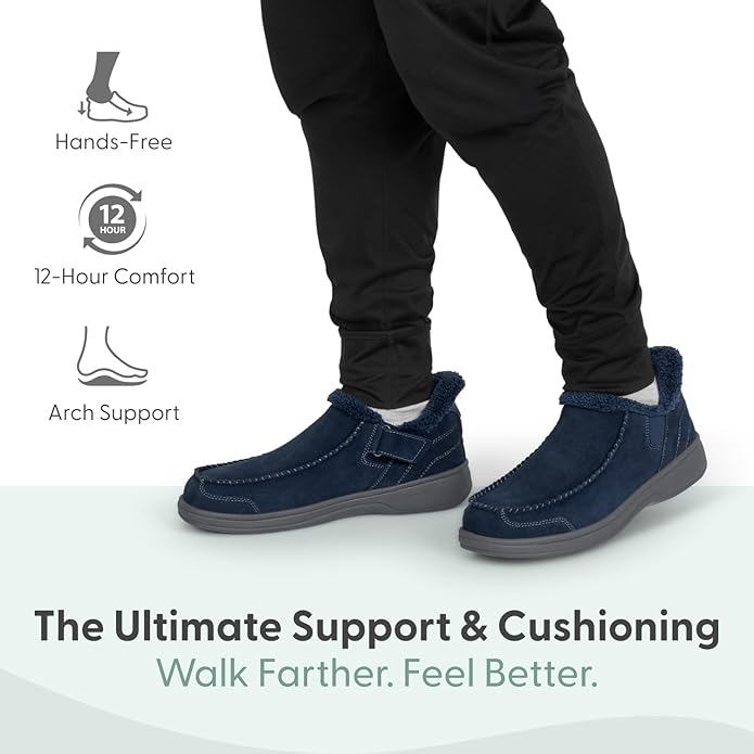 Orthofeet Men's Orthopedic Leather Vito Hands-Free Slipper