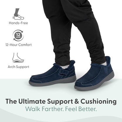 Orthofeet Men's Orthopedic Leather Vito Hands-Free Slipper