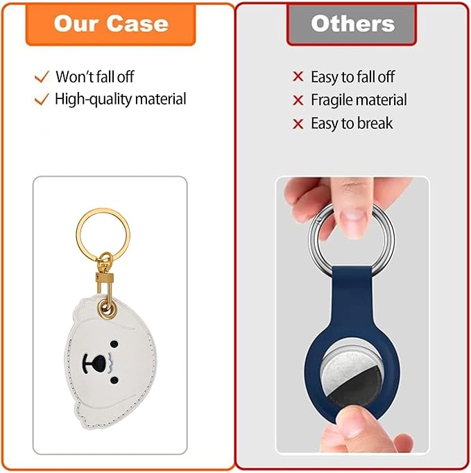 Leather Keychain Case Holder Compatible with Apple AirTag, GPS Airtag Keychain Finder Tracker with Key Ring, Anti-Scratch Protective Air Tag Cover