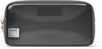 Embla London Makeup Bag Cosmetic Case, Clear Zipper Make Up Pouch and Toiletry Travel Tote, Cute Skincare Pouches for Women Girls, Preppy Purse Cosmetic Organizer, Small Makeup Bags, Grey