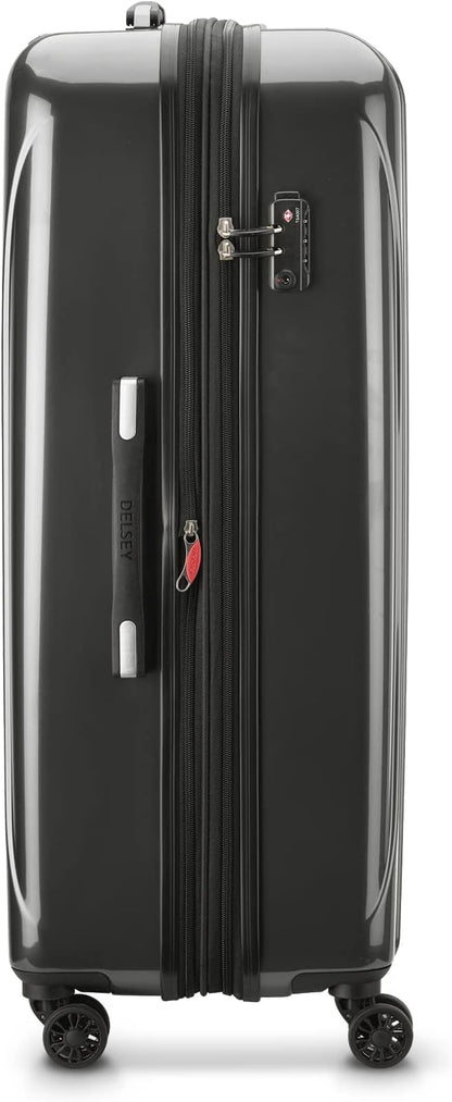DELSEY PARIS Helium Aero Hardside Expandable Luggage with Spinner Wheels, Brushed Charcoal, Checked-Large 28 Inch