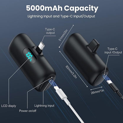 [2 Pack]Small Portable Charger for iPhone 17/16/15 Series,5000mAh 3A PD USB C Power Bank, Mini Travel Essentials Battery Pack for iPhone 17/17 Pro/16/16 Plus/16 Pro/15 Pro Max,Samsung,Android/LG etc