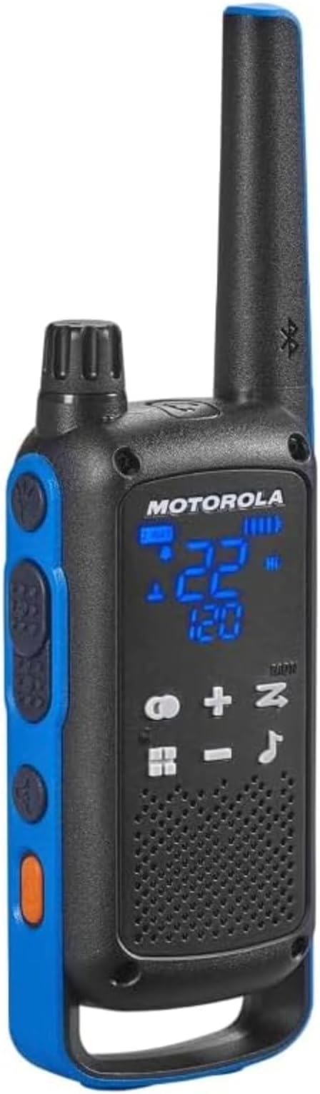 Motorola Solutions, Talkabout T802, Portable FRS Two Way Radio 10 Pack Walkie Talkies Blue/Black 22 Channels Bluetooth Capable Rechargeable Location Sharing 10 Radios