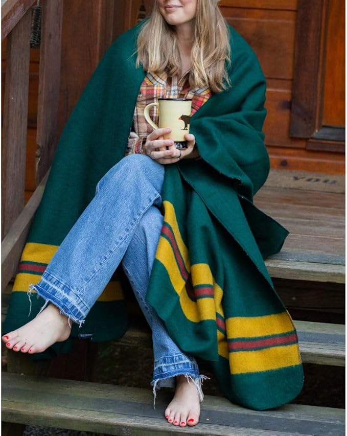 Arcturus Rainier Wool Blanket - Warm, Heavy, Washable, Large Bed Blanket | Great for Home & Camping (Fort Vancouver, King)
