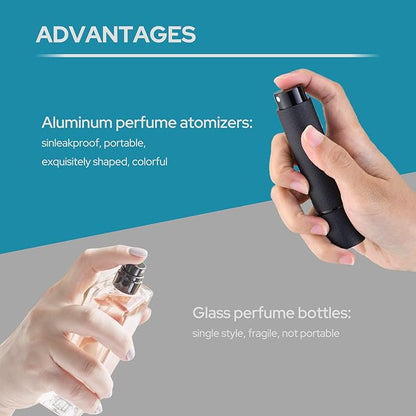 Travel Perfume Bottle Refillable - Cologne Spray Atomizer Mini - Small Travel Size Sprayer Empty for Refill Sample Container - Portable Fragrance Decant Dispenser for Men Women 3PCS 8ml Black